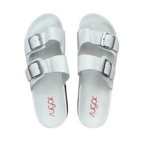 SUGAR White Buckle Sandals Size 8